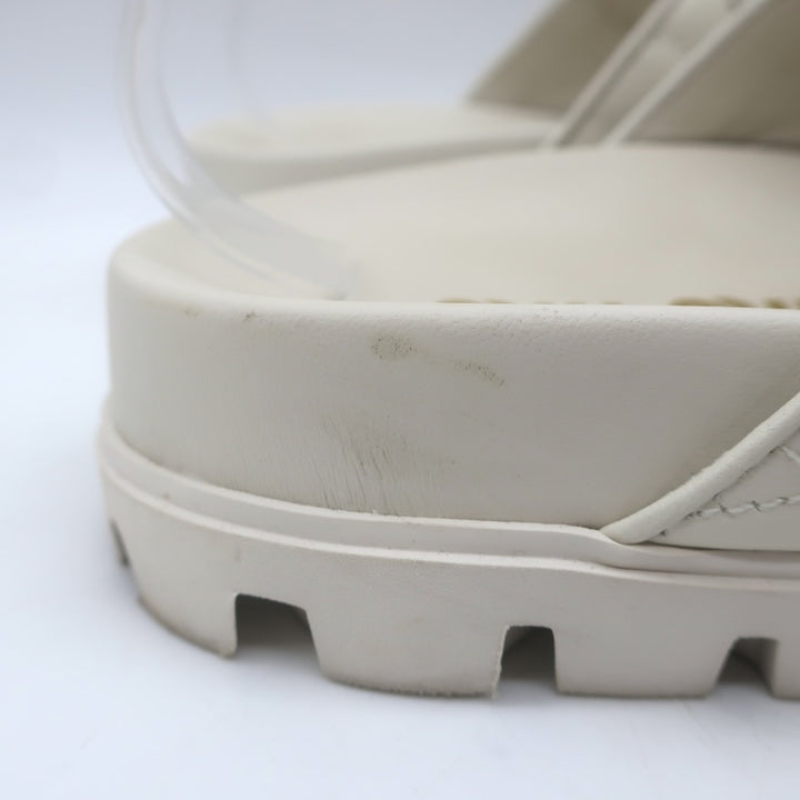 Miu Miu Matelasse Dual-Strap Slide Sandals White Nappa Leather Size 38