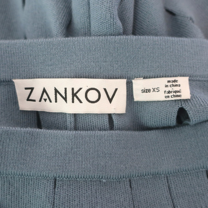 Zankov Open-Knit Turtleneck &amp; Midi Skirt Set Blue Merino Wool Size Extra Small