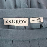 Zankov Open-Knit Turtleneck & Midi Skirt Set Blue Merino Wool Size Extra Small