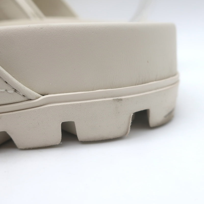 Miu Miu Matelasse Dual-Strap Slide Sandals White Nappa Leather Size 38