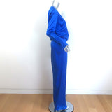 SER.O.YA Dianie Long Sleeve Wrap Dress Royal Blue Stretch Satin Size Small NEW