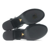 Prada Ankle Strap Platform Sandals Black Padded Nappa Leather Size 37.5