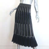Jonathan Simkhai Emerie Striped Knit Midi Skirt Navy/Black Size Extra Small