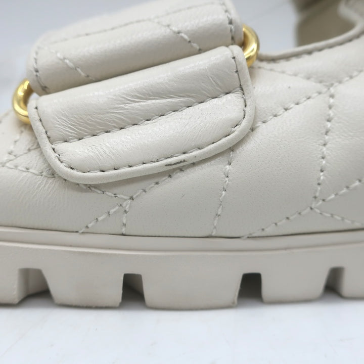 Miu Miu Matelasse Dual-Strap Slide Sandals White Nappa Leather Size 38