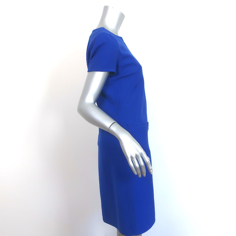 Courreges Short Sleeve Mini Shift Dress Blue Wool Size 8 Celebrity Owned Courreges Short Sleeve Mini Shift Dress Blue Wool Size 8 Celebrity Owned