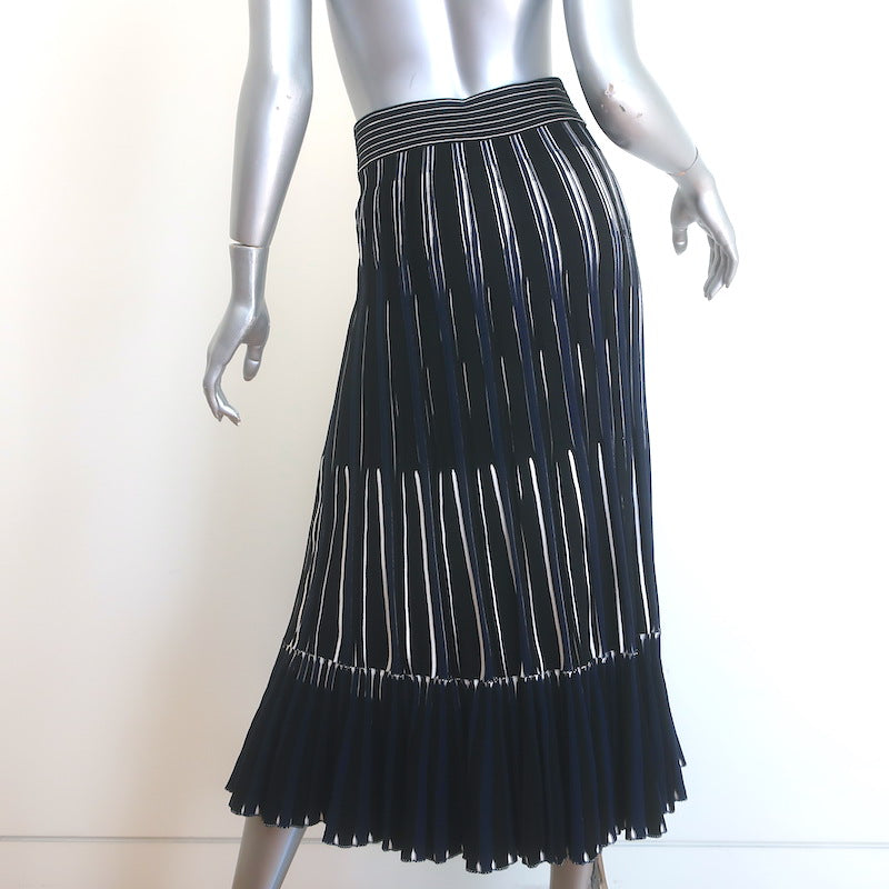Jonathan Simkhai Emerie Striped Knit Midi Skirt Navy/Black Size Extra Small
