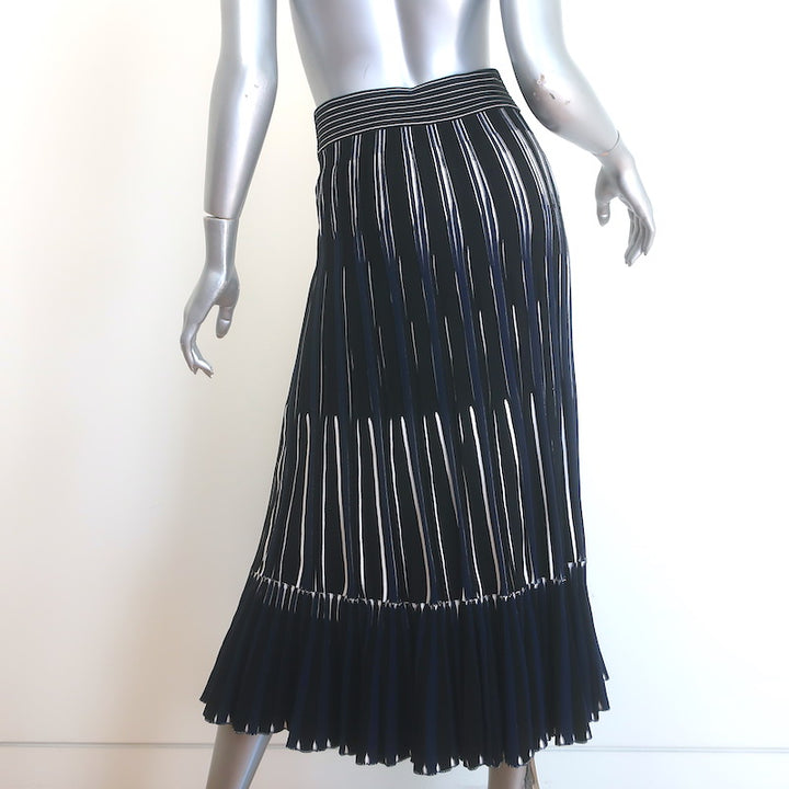 Jonathan Simkhai Emerie Striped Knit Midi Skirt Navy/Black Size Extra Small