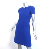 Courreges Short Sleeve Mini Shift Dress Blue Wool Size 8