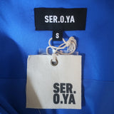 SER.O.YA Dianie Long Sleeve Wrap Dress Royal Blue Stretch Satin Size Small NEW