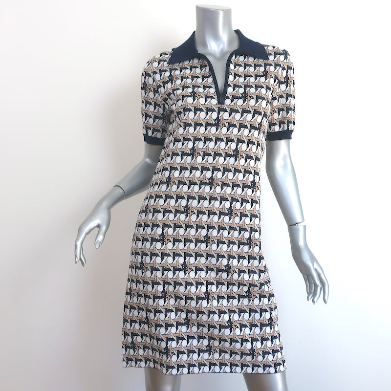 Tory Burch Polo Dress Basketweave Jacquard Knit Size Small Short Sleev Celebrity Owned Tory Burch Polo Dress Basketweave Jacquard Knit Size Small Short Sleev Celebrity Owned