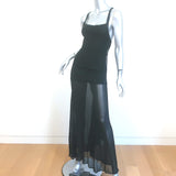 Vintage 1990s Herve Leger Open-Back Mesh Maxi Dress Black Size Small