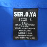 SER.O.YA Dianie Long Sleeve Wrap Dress Royal Blue Stretch Satin Size Small NEW