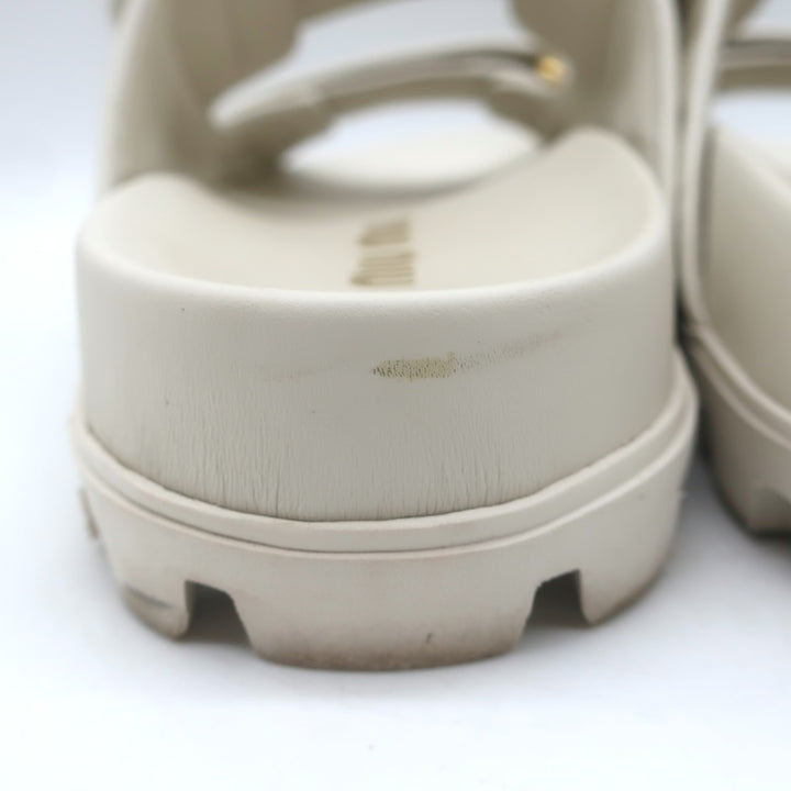 Miu Miu Matelasse Dual-Strap Slide Sandals White Nappa Leather Size 38