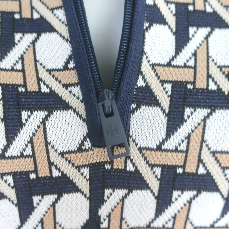 Tory Burch Polo Dress Basketweave Jacquard Knit Size Small Short Sleeve Mini