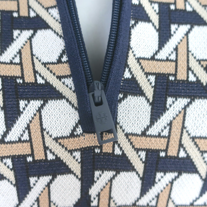 Tory Burch Polo Dress Basketweave Jacquard Knit Size Small Short Sleeve Mini