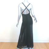 Vintage 1990s Herve Leger Open-Back Mesh Maxi Dress Black Size Small
