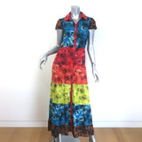 Alice + Olivia Miranda Tiered Colorblock Maxi Dress Multi Floral Print Size 2