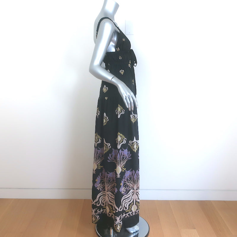 Sabina Musayev Perdita Maxi Dress Black Printed Tencel-Blend Size Small