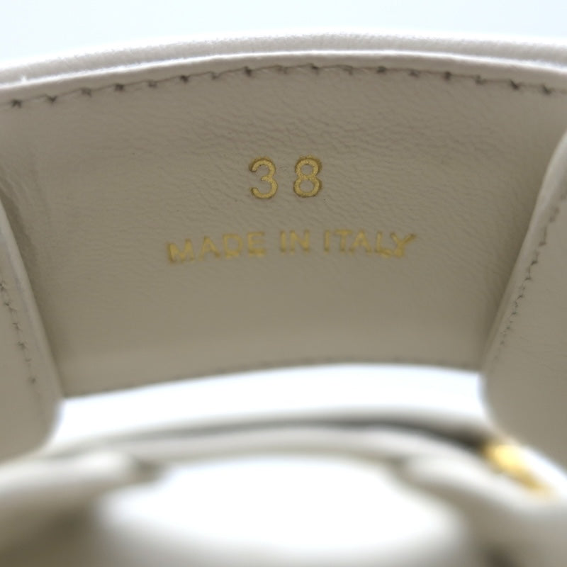 Miu Miu Matelasse Dual-Strap Slide Sandals White Nappa Leather Size 38