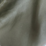 Authentic GANNI lamb leather puff-sleeve mini shirtdress in olive, pre-loved with light wear