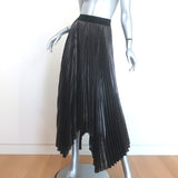 AllSaints Phia Metallic Pleated Asymmetric Midi Skirt Gunmetal Size US 0