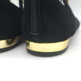 Aquazzura Belgravia Lace-Up Pointed Toe Flats Black Cutout Suede Size 40