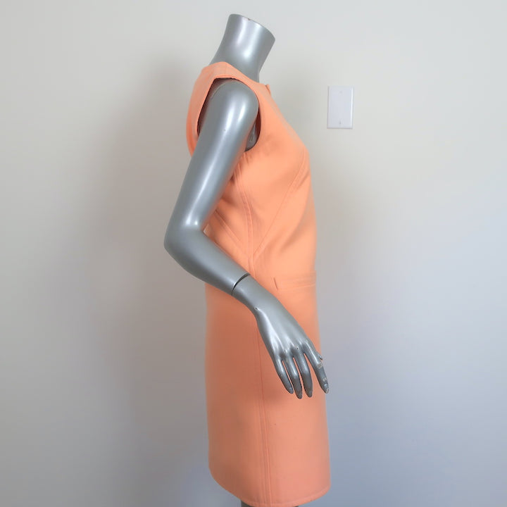 Courreges Sleeveless Mini Shift Dress Peach Wool-Blend Size 6