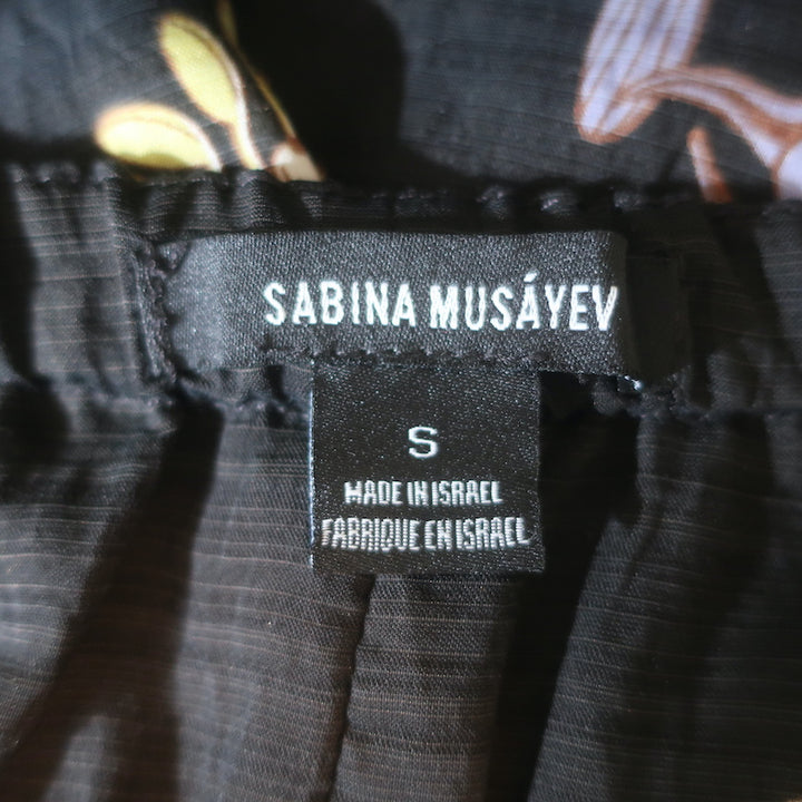 Sabina Musayev Perdita Maxi Dress Black Printed Tencel-Blend Size Small