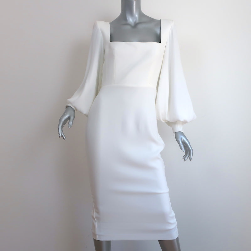 Alex Perry Pearson Balloon-Sleeve Midi Dress White Crepe Size AU 10/ U – Celebrity Owned Alex Perry Pearson Balloon-Sleeve Midi Dress White Crepe Size AU 10/ U – Celebrity Owned