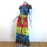 Alice + Olivia Miranda Tiered Colorblock Maxi Dress Multi Floral Print Size 2