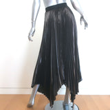 AllSaints Phia Metallic Pleated Asymmetric Midi Skirt Gunmetal Size US 0