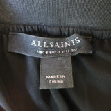 AllSaints Phia Metallic Pleated Asymmetric Midi Skirt Gunmetal Size US 0