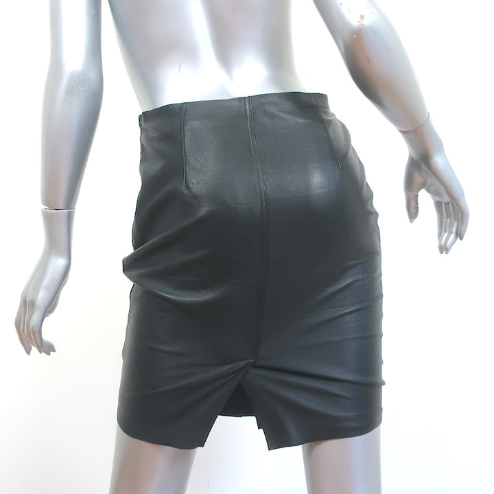 Gerard Darel Croc-Embossed Leather Mini Skirt Black Size 36