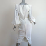 Alex Perry Pearson Balloon-Sleeve Midi Dress White Crepe Size AU 10/ US 6