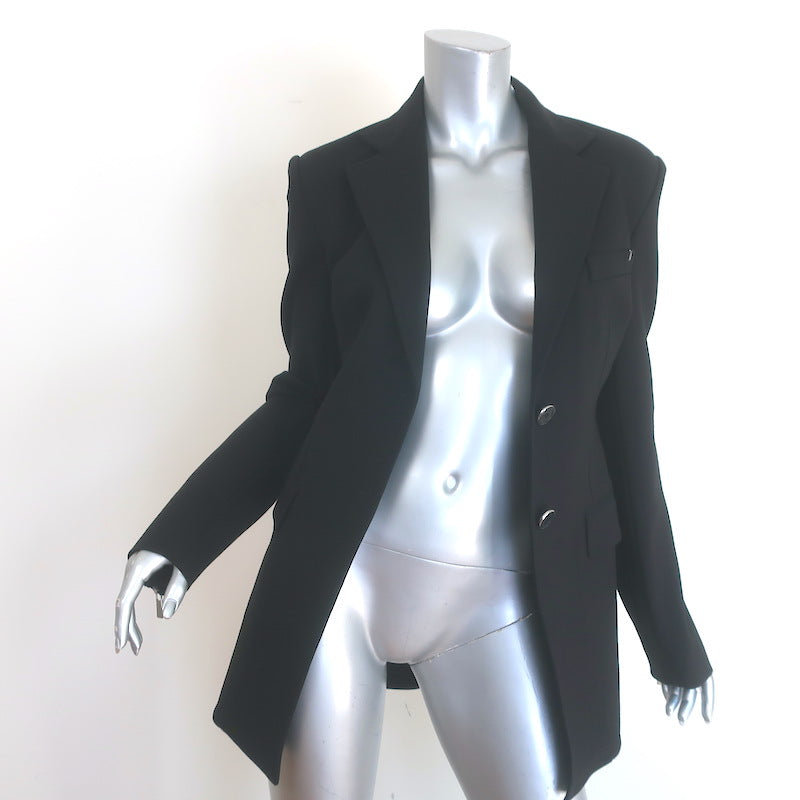 Helmut Lang Cut &amp; Sew Zipped-Sleeve Blazer Black Stretch Jersey Size 0