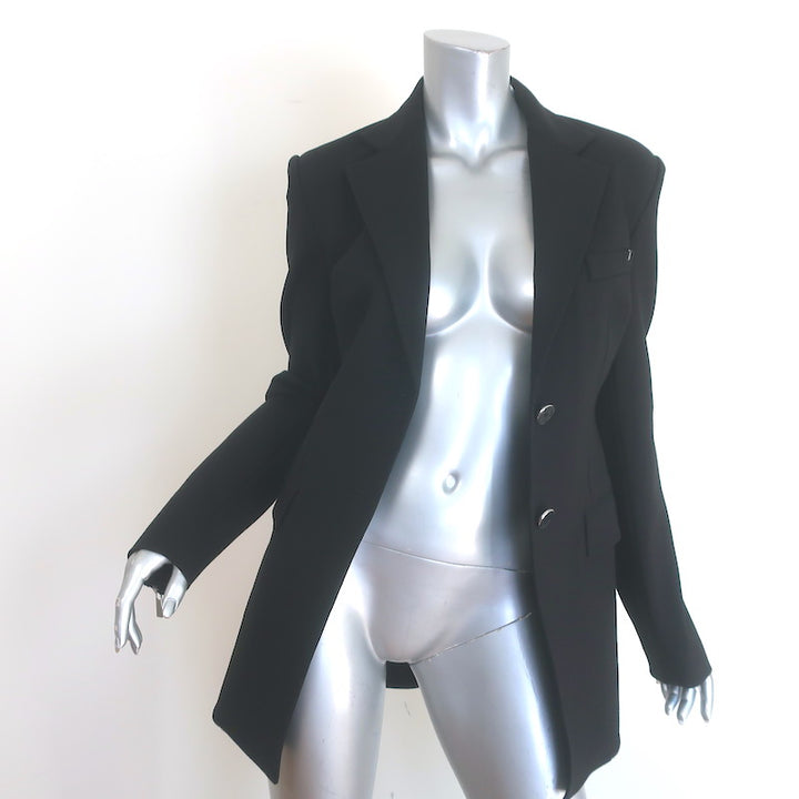 Helmut Lang Cut &amp; Sew Zipped-Sleeve Blazer Black Stretch Jersey Size 0