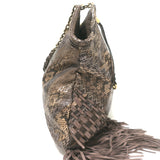 Jimmy Choo Tatum Fringed Elaphe Snakeskin Large Shoulder Bag Brown