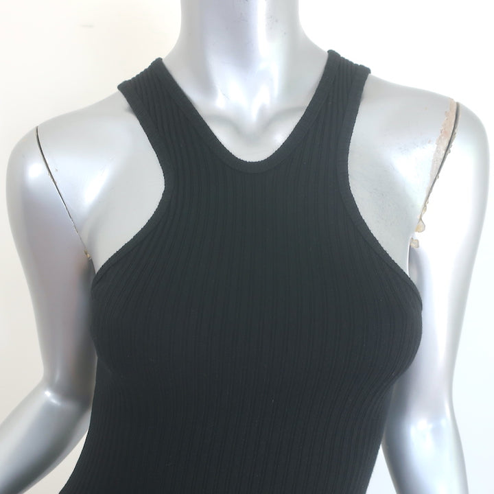 Loewe ribbed-knit midi tank dress in black cotton, size XS — pre-owned (new with tags), authentic luxury