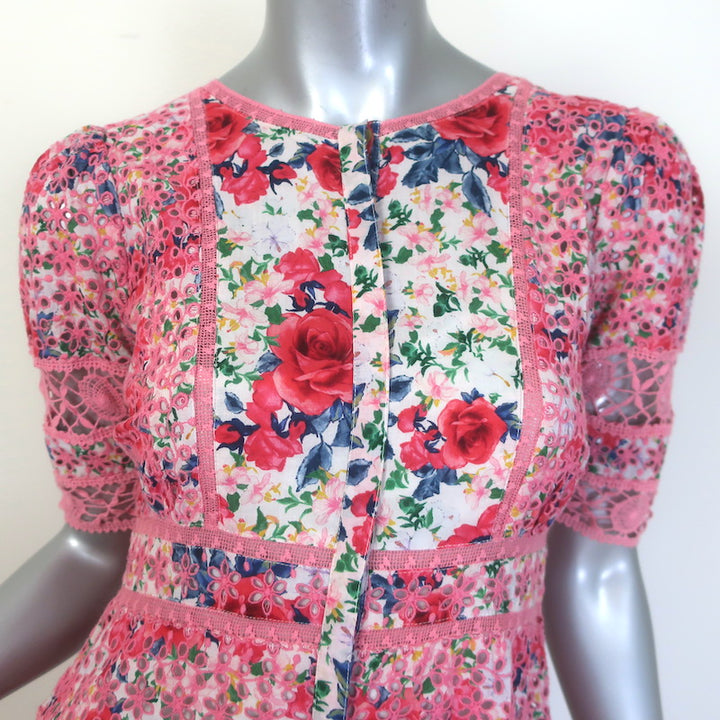 LoveShackFancy Carmie Embroidered Victorian Floral Maxi Dress Pink Size 2