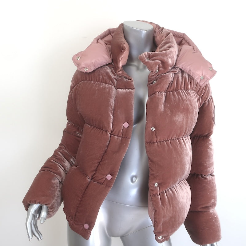 Moncler Caille Velvet Down Puffer Jacket Pink Size 2
