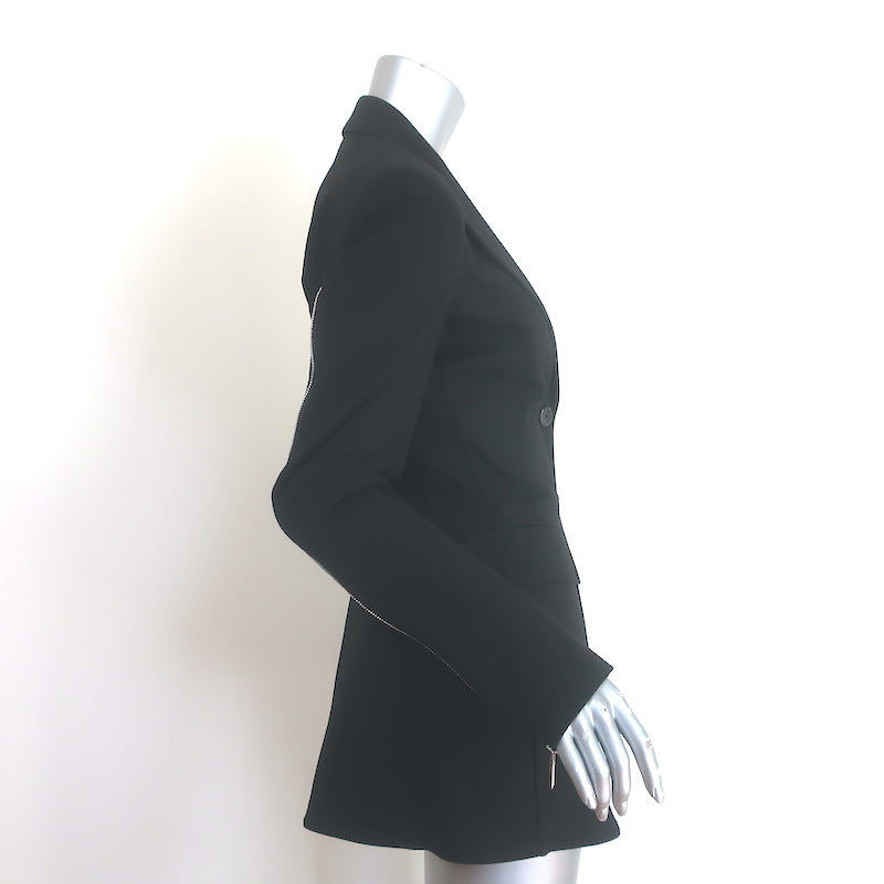 Helmut Lang Cut &amp; Sew Zipped-Sleeve Blazer Black Stretch Jersey Size 0
