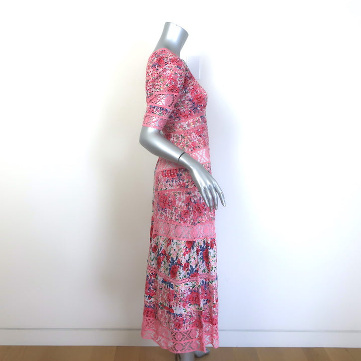 LoveShackFancy Carmie Embroidered Victorian Floral Maxi Dress Pink Size 2