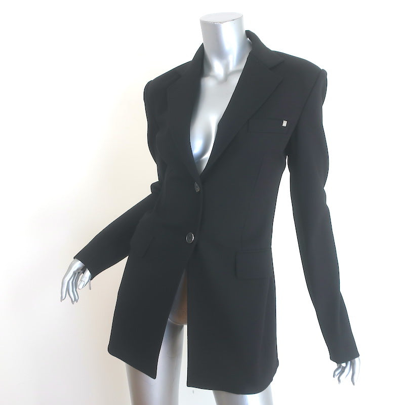 Helmut Lang Cut &amp; Sew Zipped-Sleeve Blazer Black Stretch Jersey Size 0