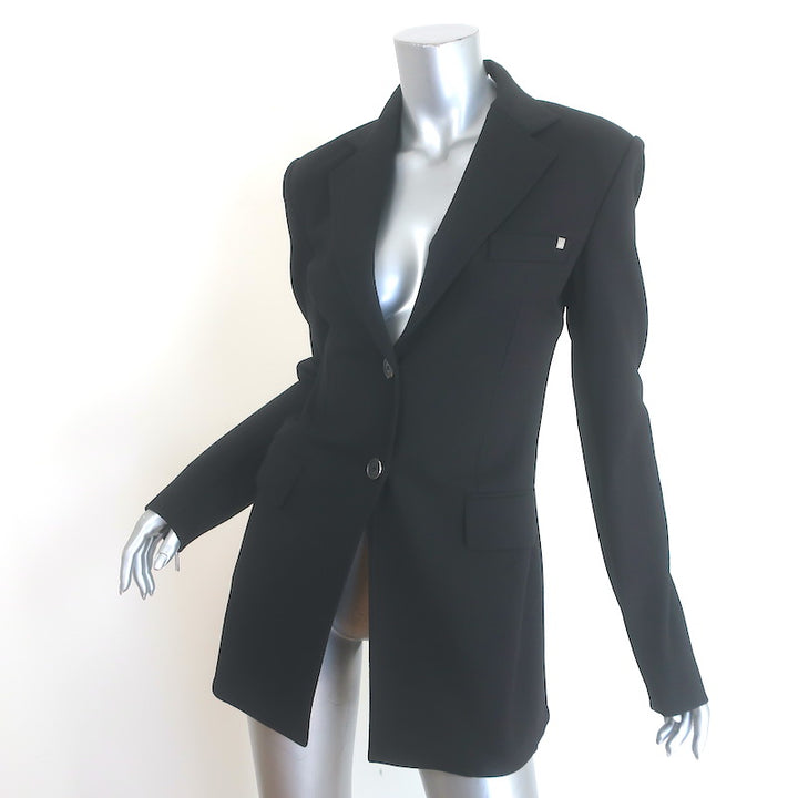 Helmut Lang Cut &amp; Sew Zipped-Sleeve Blazer Black Stretch Jersey Size 0