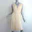 J Mendel Embellished Sleeveless Dress Ivory Pleated Silk Chiffon Size 8