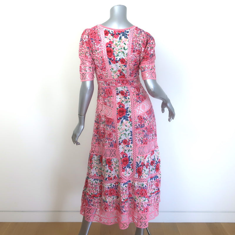 LoveShackFancy Carmie Embroidered Victorian Floral Maxi Dress Pink Size 2