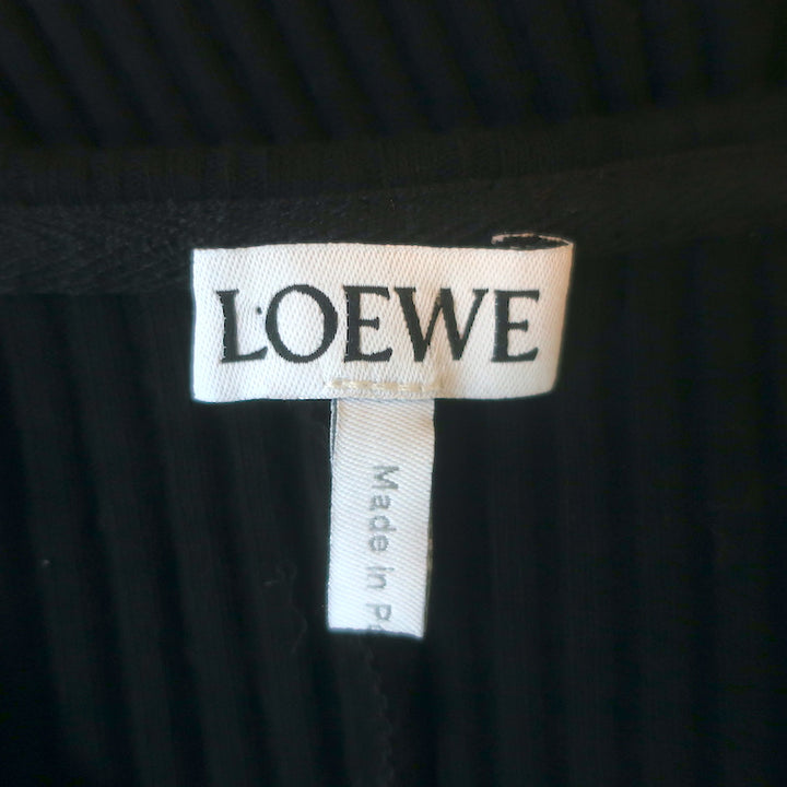 Loewe ribbed-knit midi tank dress, black cotton rib knit, size XS — pre-owned (new with tags), authentic luxury.