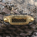 Jimmy Choo Tatum Fringed Elaphe Snakeskin Large Shoulder Bag Brown