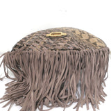 Jimmy Choo Tatum Fringed Elaphe Snakeskin Large Shoulder Bag Brown