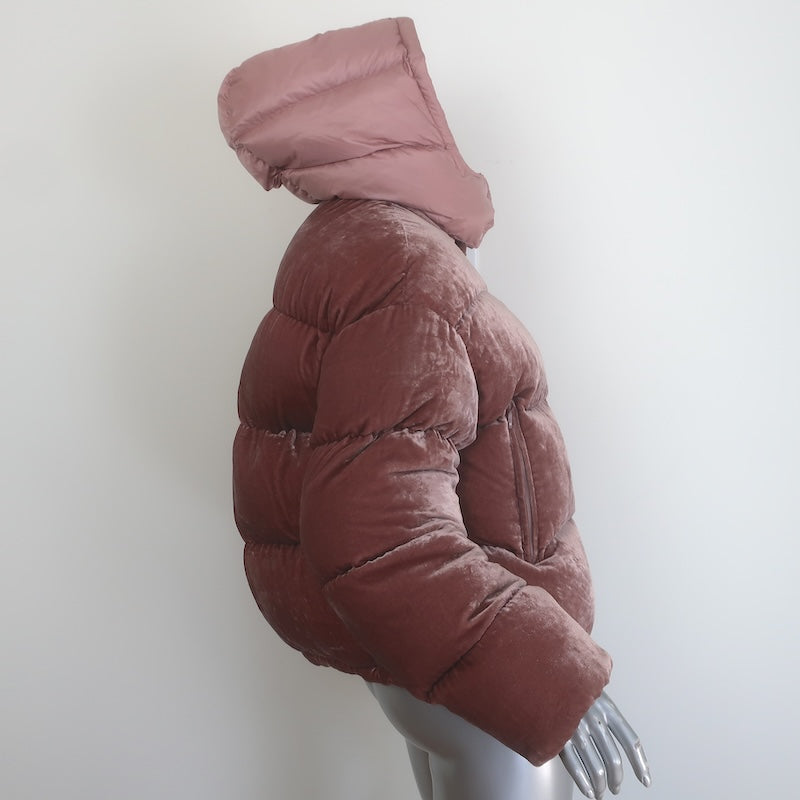 Moncler Caille Velvet Down Puffer Jacket Pink Size 2